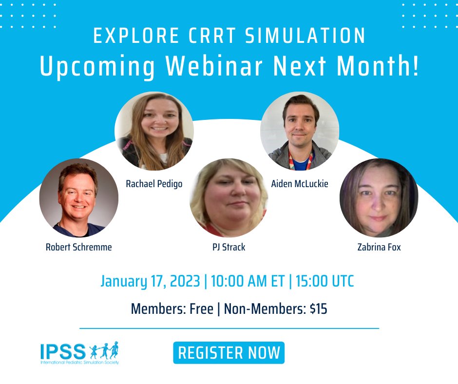 This January, tune into our webinar discussing how a group from the CRRT program and the Center for Pediatric Simulation and Resuscitation created a simulated vascular circuit that allowed us to achieve our goal of CRRT Simulation. Visit ipss.org/Events-Educati… to register.