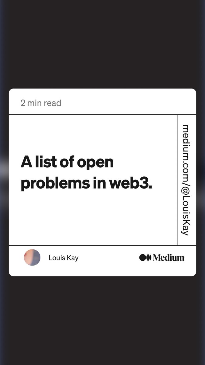 “A list of open problems in web3.” by Louis Kay
link.medium.com/om8I0ou7Nvb ⁦<a href="/BerkeleyRDI/">UC Berkeley RDI</a>⁩