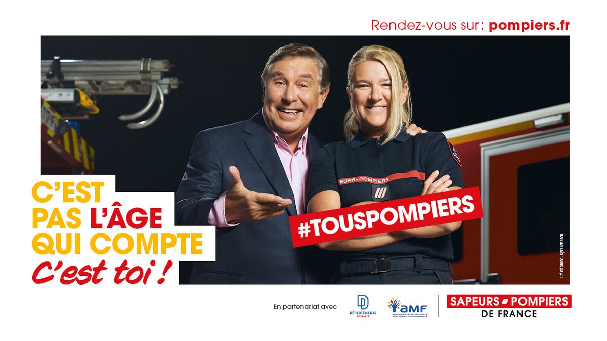 Pompiers de France (@pompiersfr) on Twitter photo #Engagement | <a href="/Foucault_JP/">Jean-Pierre Foucault</a> fait partie de notre quotidien depuis longtemps. Porter secours fait partie du quotidien de Sophie. Comme elle, rejoignez #LaForceDesSecours !
C'est pas l'ÂGE qui compte, c'est toi ! #TousPompiers
📸 <a href="/_cyrilmasson/">Cyril Masson</a> #Engagement | <a href="/Foucault_JP/">Jean-Pierre Foucault</a> fait partie de notre quotidien depuis longtemps. Porter secours fait partie du quotidien de Sophie. Comme elle, rejoignez #LaForceDesSecours !
C'est pas l'ÂGE qui compte, c'est toi ! #TousPompiers
📸 <a href="/_cyrilmasson/">Cyril Masson</a>