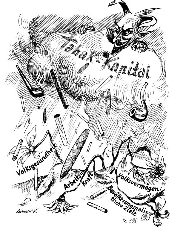 anti tobacco cartoon lung character say no to cigarette. Smoking is harmful to human lung. Resulting in organ damage and premature. World No Day. Stock Vector German anti-smoking cartoon from 1941