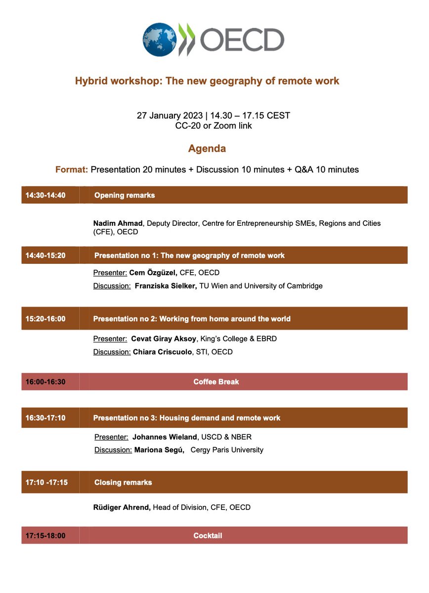 Cem Özgüzel (@cemozguzel) on Twitter photo 📢Save the date!📆
"The new geography of remote work" <a href="/OECD_local/">OECD SMEs, Regions, Cities & Tourism</a> workshop on 27 January 2023!
We have a great line-up of speakers! To register, see 👇:
meetoecd1.zoom.us/meeting/regist… 📢Save the date!📆
"The new geography of remote work" <a href="/OECD_local/">OECD SMEs, Regions, Cities & Tourism</a> workshop on 27 January 2023!
We have a great line-up of speakers! To register, see 👇:
meetoecd1.zoom.us/meeting/regist…