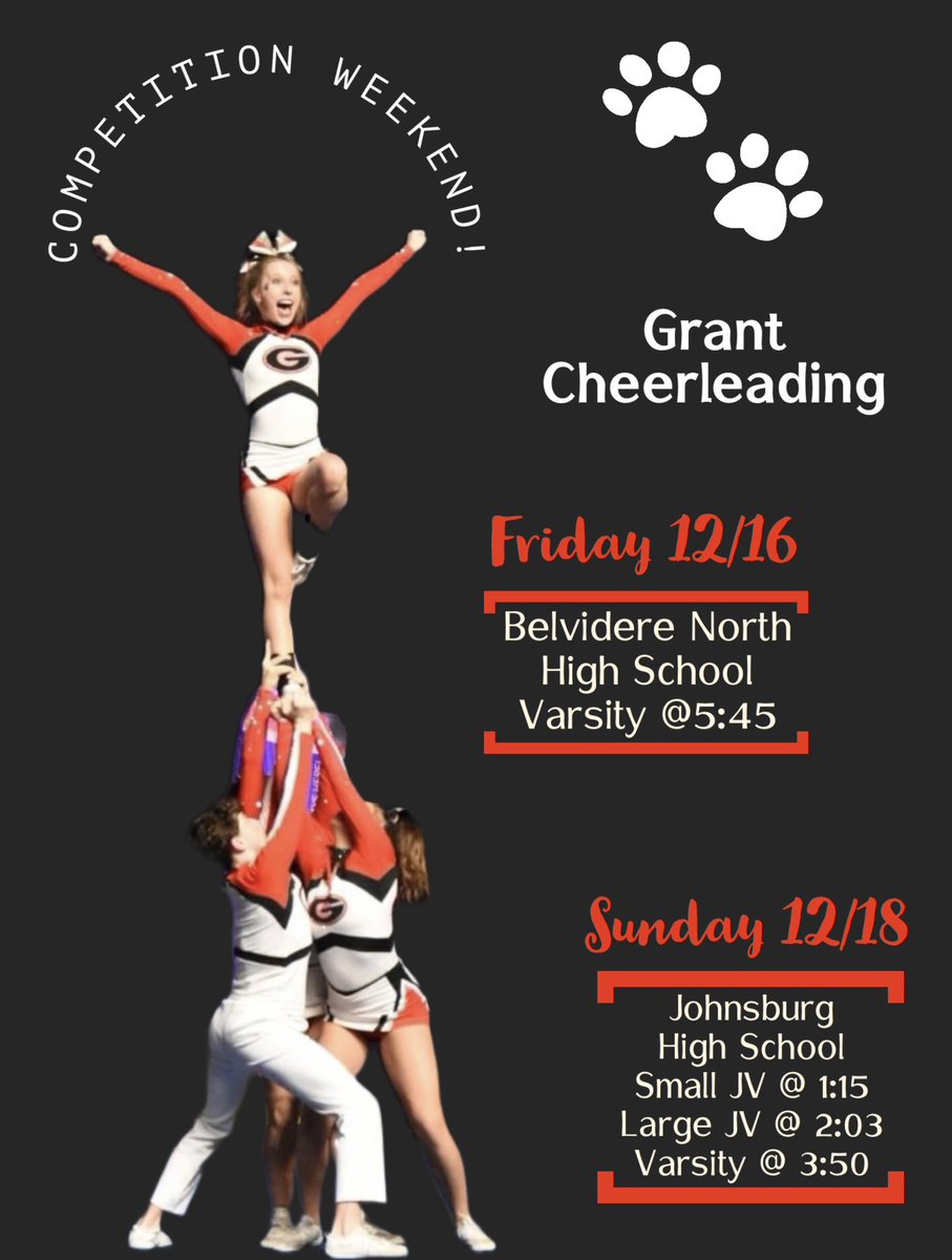 Best of luck to our cheerleaders as they take the floor this weekend! Be there to CHEER them on📢📢 <a href="/GrantCheer/">🐾 𝗚𝗥𝗔𝗡𝗧 𝗖𝗛𝗘𝗘𝗥 🐾</a> <a href="/GCHSBulldogs/">Grant Athletics</a>