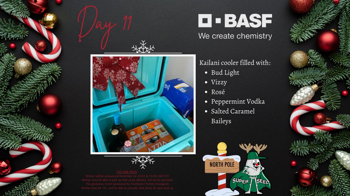 Thanks to the great ladies at BASF: Kelli, Sarah & Ashley for this gorgeous cooler full of Christmas cheer! 🍾 All you need to do is RETWEET to enter! *2022 Customers will receive 2 bonus entries*