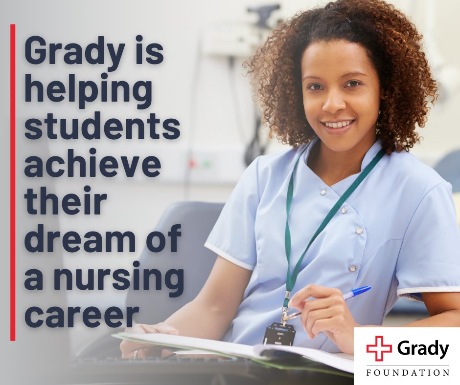 .@GradyHealth is helping address Georgia’s nursing shortage. Our partnership with @GaStateSNHP provides scholarships that break down the financial barriers to a nursing career and help students achieve their dream job. Read our 2022 Impact Report. give.gradyhealthfoundation.org/site/Donation2…