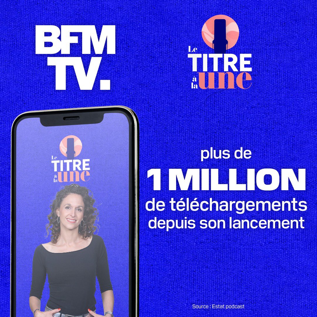 julienmielcarek's tweet photo. 🚀 Déjà 1 million de téléchargements pour le podcast quotidien de @bfmtv lancé à la rentrée 

“Le titre à la une” est déjà LE podcast natif d’actualité. Bravo à @celinekallmann et les rédactions digitales de @bfmtv 

🎧 https://t.co/phJzzvuL0M https://t.co/trt6b4B9FB