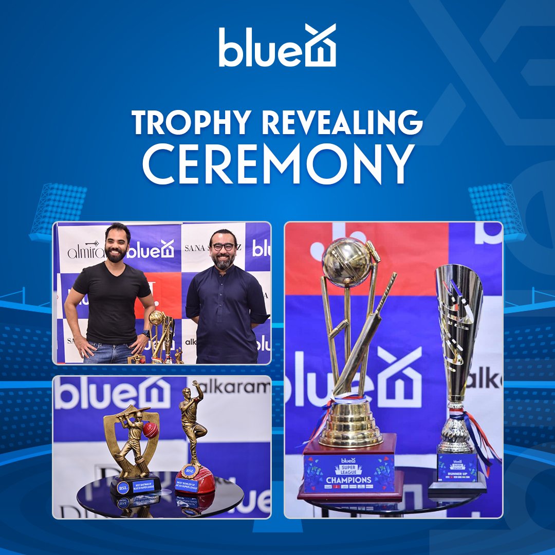 BlueEXofficial's tweet photo. A glimpse of “Trophy Revealing Ceremony” held today at BlueEX head office prior to the biggest Fashion brands Cricket Battle –BlueEX Super League (BSL).
#BlueEX #BSL #CricketLeague #CorporateTournament #Ecommerce #organizationsbonding #Corporateactivity #MegaEvent https://t.co/Awc4arAwEu