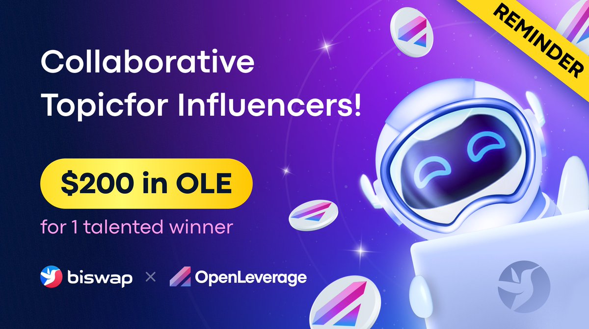 Biswap_Dex's tweet photo. Get Additional $200 in $OLE for Partner's SAP Topic:
🚀Biswap × @OpenLeverage Collaboration Review
https://t.co/ClHWLD5aEM
Don't hesitate!
✔️Fill out the Participation form
✔️Then submit your content
Become a star of Biswap Space!
#SpaceAgentsProgram #BiswapDEX https://t.co/6efnsNgQrB