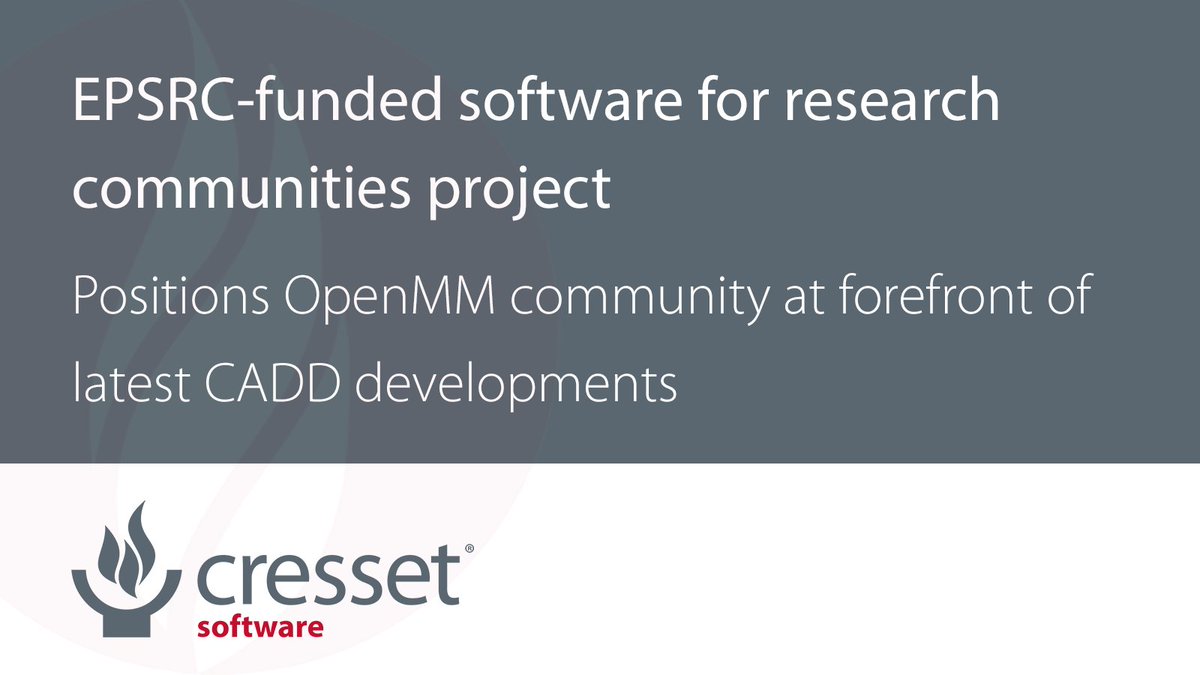 cressetgroup's tweet photo. Learn how Prof Julien Michel at The University of Edinburgh's (advisor to Cresset) recently submitted EPSRC application will support a more sustainable, community driven development model of #OpenMM. https://t.co/L9QKrYsj8Q
#medchem #compchem #computationalchemistry https://t.co/eyk2yHUXKo