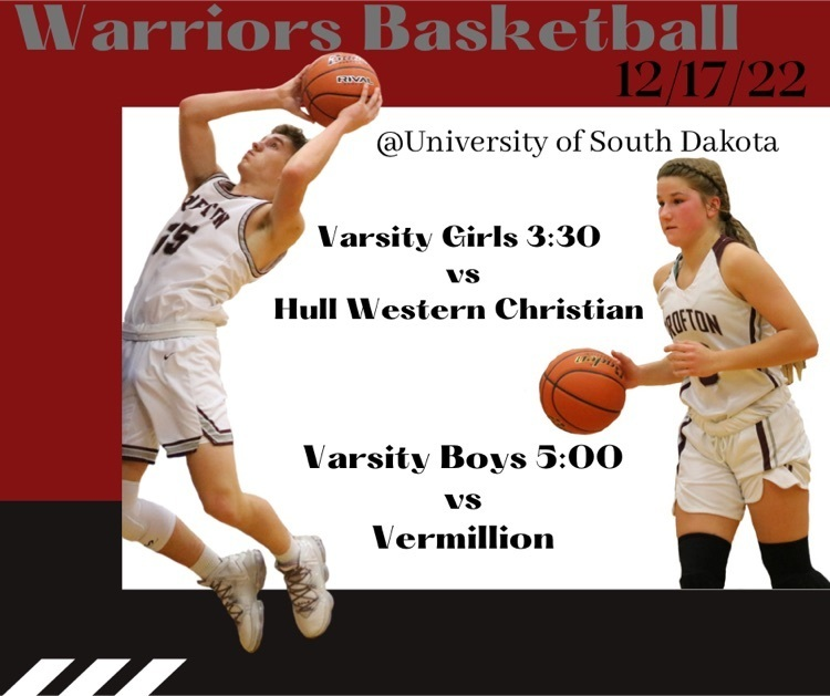 CroftonWarriors's tweet photo. The Crofton Warriors will travel to USD in Vermillion on Saturday, December 17th! https://t.co/zNG1XtmlqO