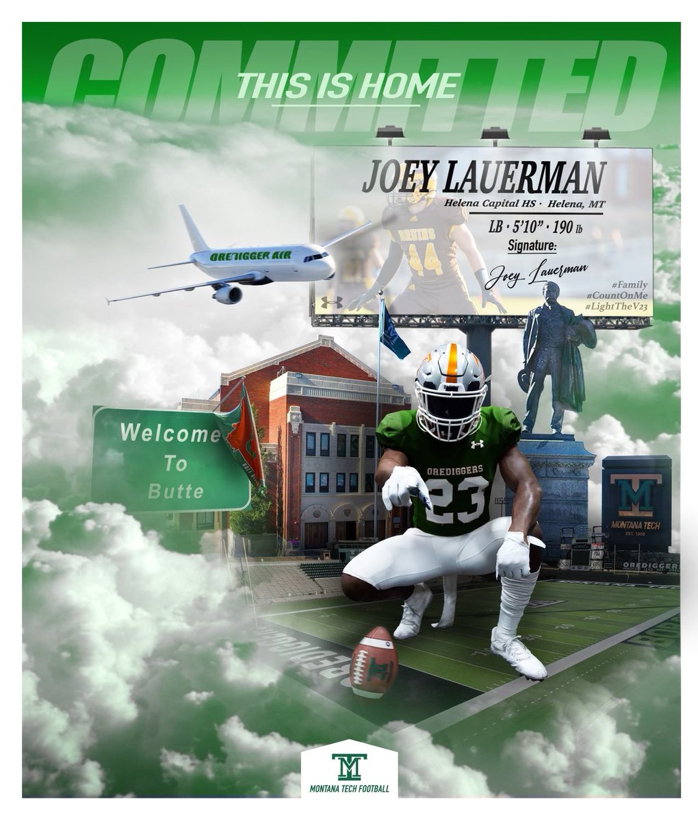 I’m am excited to announce my commitment to <a href="/MonTechFootball/">Montana Tech Football</a>!! I would like to thank my family, friends, coaches, and all the people who have supported me!! Roll Diggs🧡💚⚒️!!!

<a href="/CoachKyleSamson/">Kyle Samson</a> <a href="/CoachThatcher/">Dan Thatcher</a> <a href="/AricWilliams3/">Coach Aric Williams</a> <a href="/CoachMagana/">Coach Magaña</a>
#Family #CountOnMe #LightTheV23⚒️