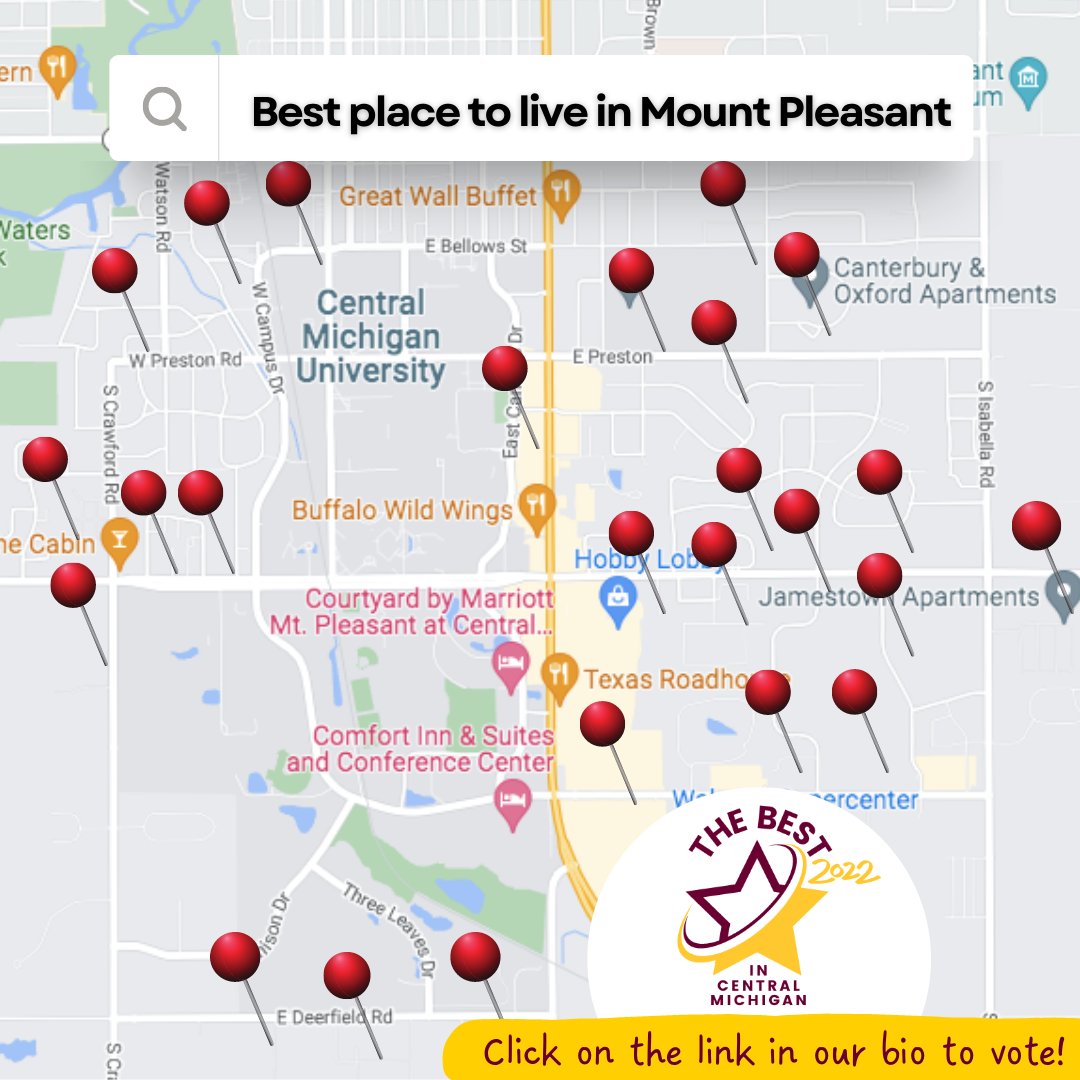 BestOfCentralMI's tweet photo. Time to vote for your favorite apartment/housing in Central Michigan! Do you love where you live? VOTE!⁠
Time to vote for all the great people, places and things that make living in Central Michigan so awesome! ⁠
Spread the loveAND vote at: https://t.co/gGXqbqblMv  https://t.co/KQxda61mY6
