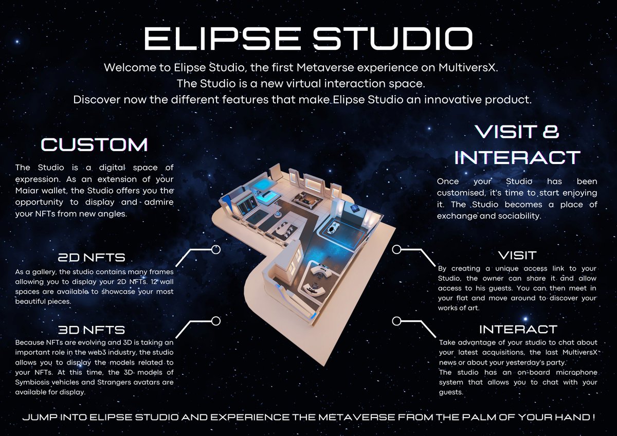 D-4 ⌛

Discover the features of the Elipse Studio, the first real Metaverse Experience on @ElrondNetwork 🪐⚡

RT &amp; ❤️ for 0,5 $EGLD