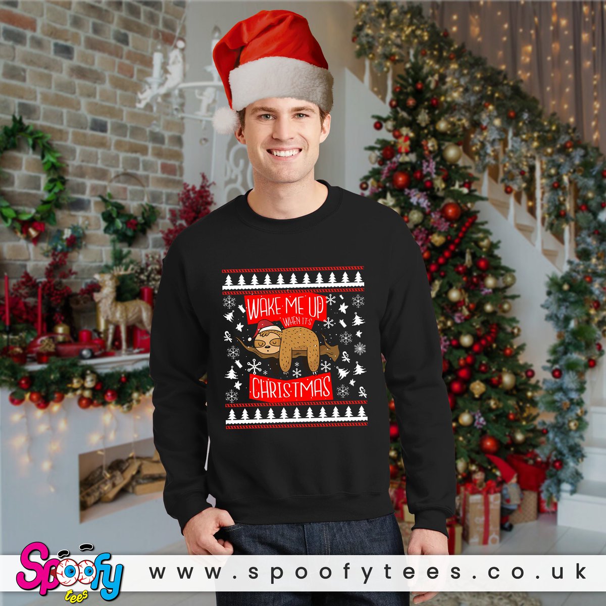 spoofyteesuk's tweet photo. Wake Me Up When It's Christmas Sloth Funny Lazy Sloth Spoof Joke Winter Festival Unisex Crew Neck Long Sleeve Christmas Sweatshirt. 
Holidays Sale 🎉
Starting from £23.99 only.
Product Link  👉 https://t.co/38JdZgFMBj
 #sloth   #slothjumper #uglysweater  #UglyChristmasSweaterDay https://t.co/RBaUTwVg3b
