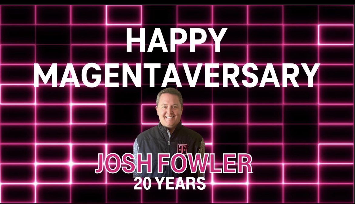 **CELEBRATING 20 YEARS** Congratulations, @JoshFowler2012 , on your two decade Magentaversary! We’re celebrating YOU today and look forward to so many more to come. Cheers to 20 years! 🎉