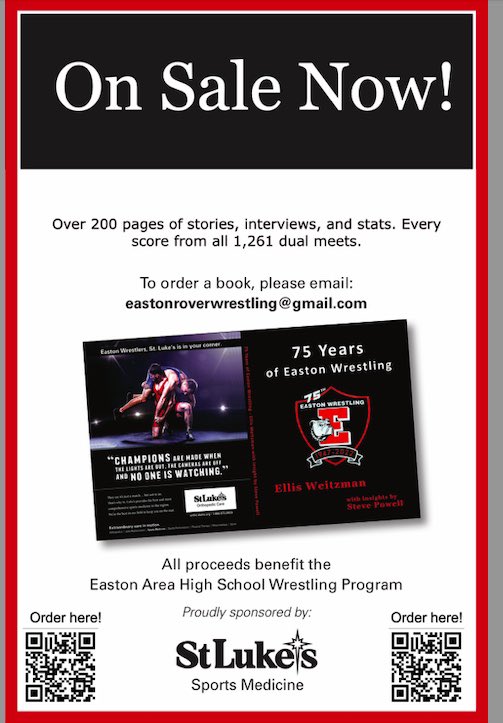 What better way to start the New Year than with a free copy of the greatest book ever written on the History of Easton Wrestling?

Simply RETWEET this tweet for your chance to win January 1st!

Preorders available now: forms.gle/Qqby6RPB9nuxRb…