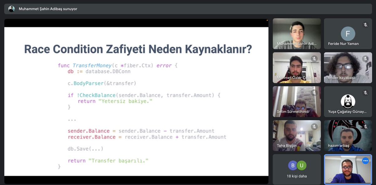 siberyavuzlar's tweet image. Siber güvenlik çalışmalarımızda bu hafta &quot;Race Condition&quot; konusunu tüm detaylarıyla ele aldık. Kattığı kıymetli bilgiler için @muhammetadibas&apos;a teşekkür ederiz.
@siber_vatan
#racecondition