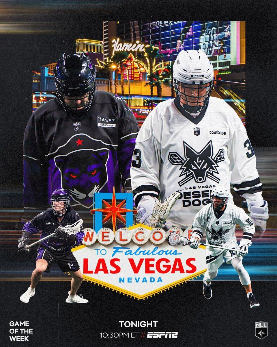 NLL's tweet image. The countdown is on.

⏰: 10:30 p.m. ET
📍: Vegas, baby
📺: ESPN2/TSN.ca