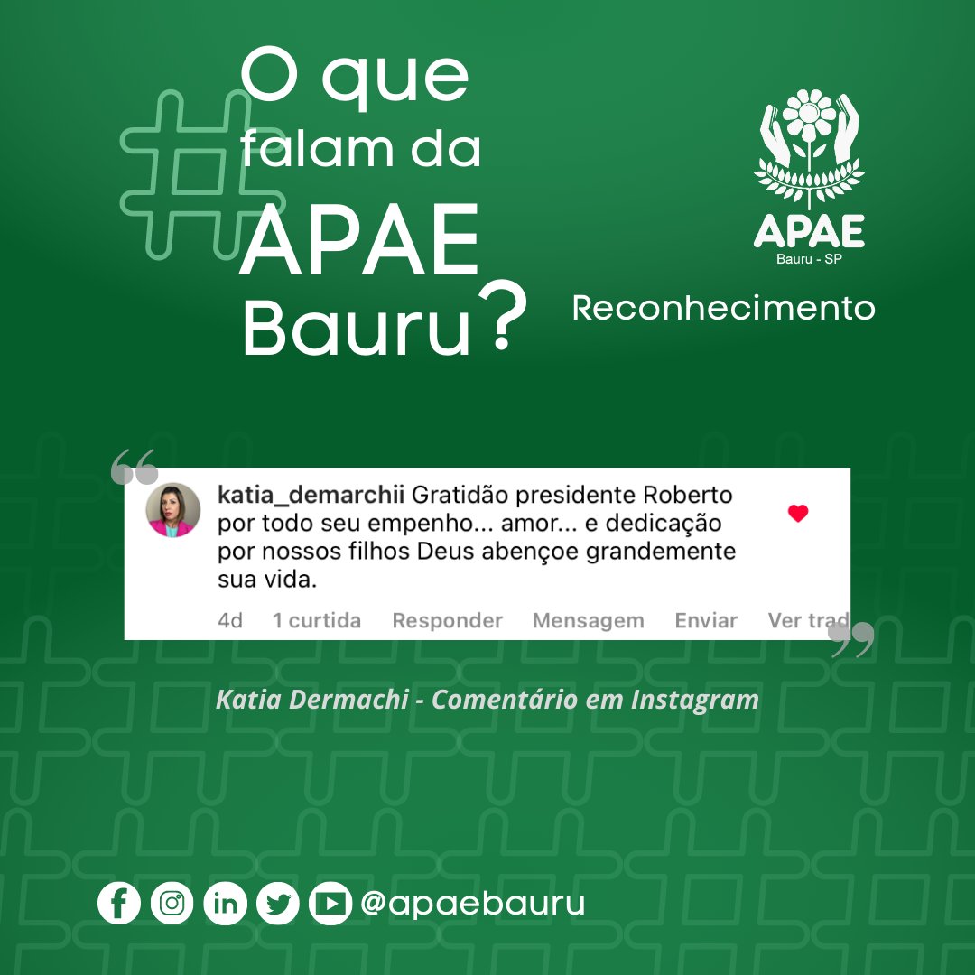 apaebauru's tweet image. Oferecer a melhor qualidade e humanização na prestação dos serviços está na missão da APAE Bauru. 💛

Obrigada, Márcia Vieira, pelo carinho e reconhecimento ao nosso trabalho e equipe. 🙏

@apaebrasil

#apae #apaebauru #bauru
#inclusão #trabalhohumanizado
