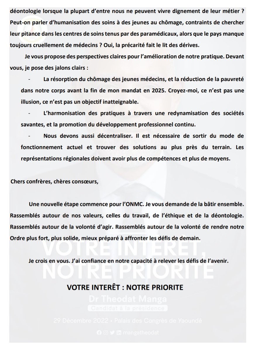 MangaTheodat's tweet photo. Élections à la Présidence de l'ONMC.
Ma Profession de foi !
CANDIDAT
#ONMC #DrTheodatMANGA #professiondefoi #elections #237Cameroun https://t.co/oqg2Q2dpJf