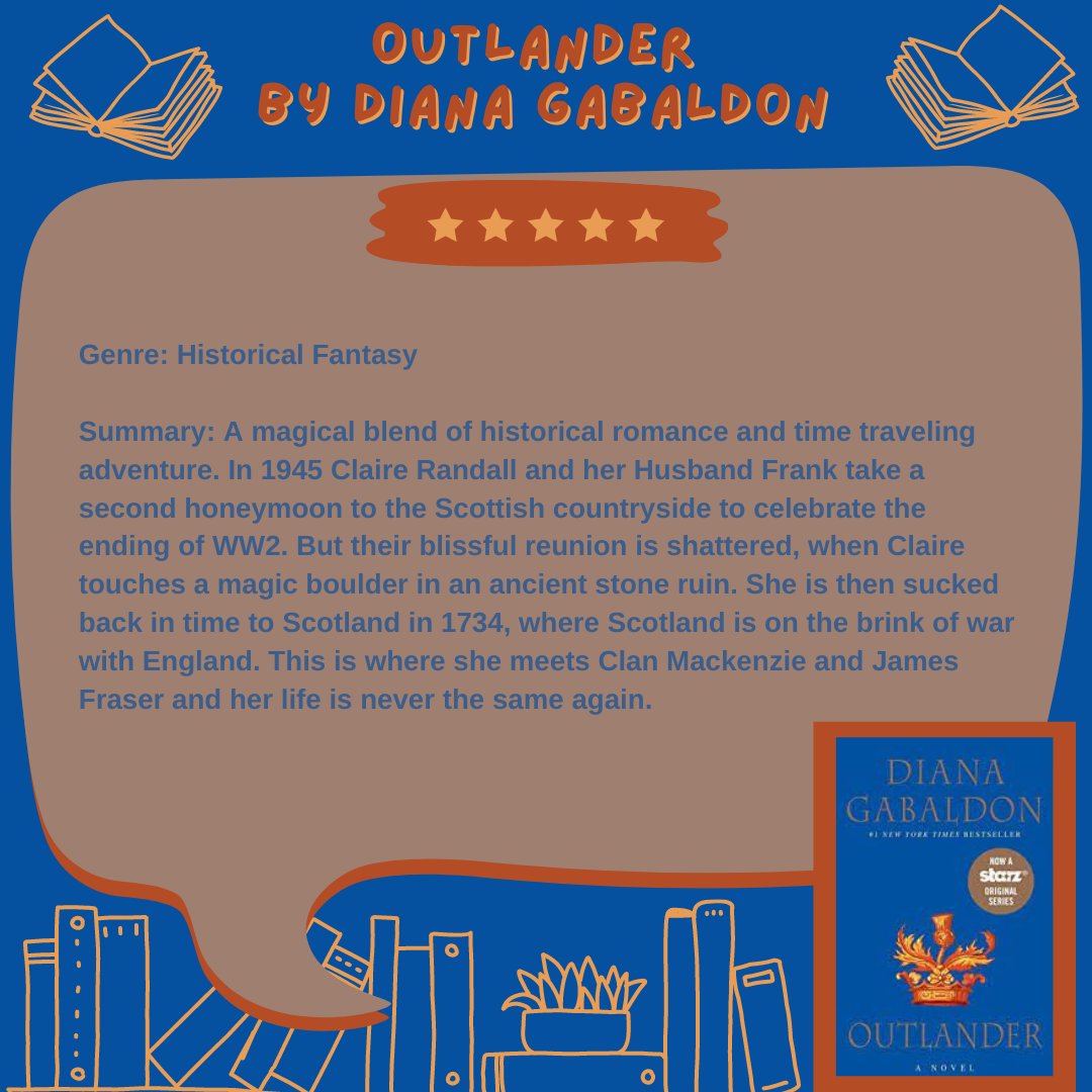 Happy Friday!!

This weekend read recommendation is from staff member Cristina, and it is "Outlander" by Diana Gabaldon.

Read more below! ⬇️