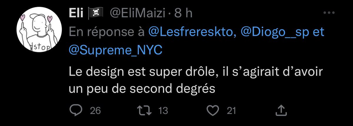 DaltonienF's tweet photo. Je suis heureux j’avais pas vu mais Suprême est enfin en tendance il ne manque plus que l’appel à tout le monde de boycotter cette marque malgré les quelque personne qui continue d’en rigoler ou d’acquiescer j’espère que Dieu vous pardonnera

#BoycottSupreme https://t.co/85BRmRwCR4