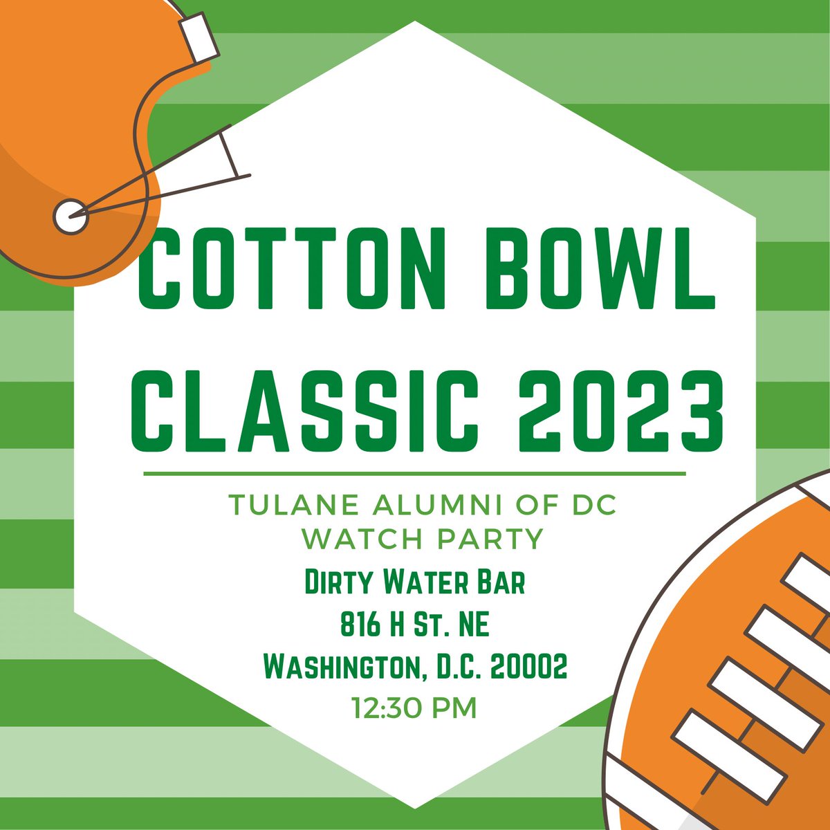 Tulane Alums of DC (@tulanedcalumni) on Twitter photo The Cotton Bowl is just around the corner, come support Tulane with your fellow waves at <a href="/dirtywaterdc/">Dirty Water DC</a> on January 2 at 12:30 PM! Register here: bit.ly/3hyvOOo The Cotton Bowl is just around the corner, come support Tulane with your fellow waves at <a href="/dirtywaterdc/">Dirty Water DC</a> on January 2 at 12:30 PM! Register here: bit.ly/3hyvOOo
