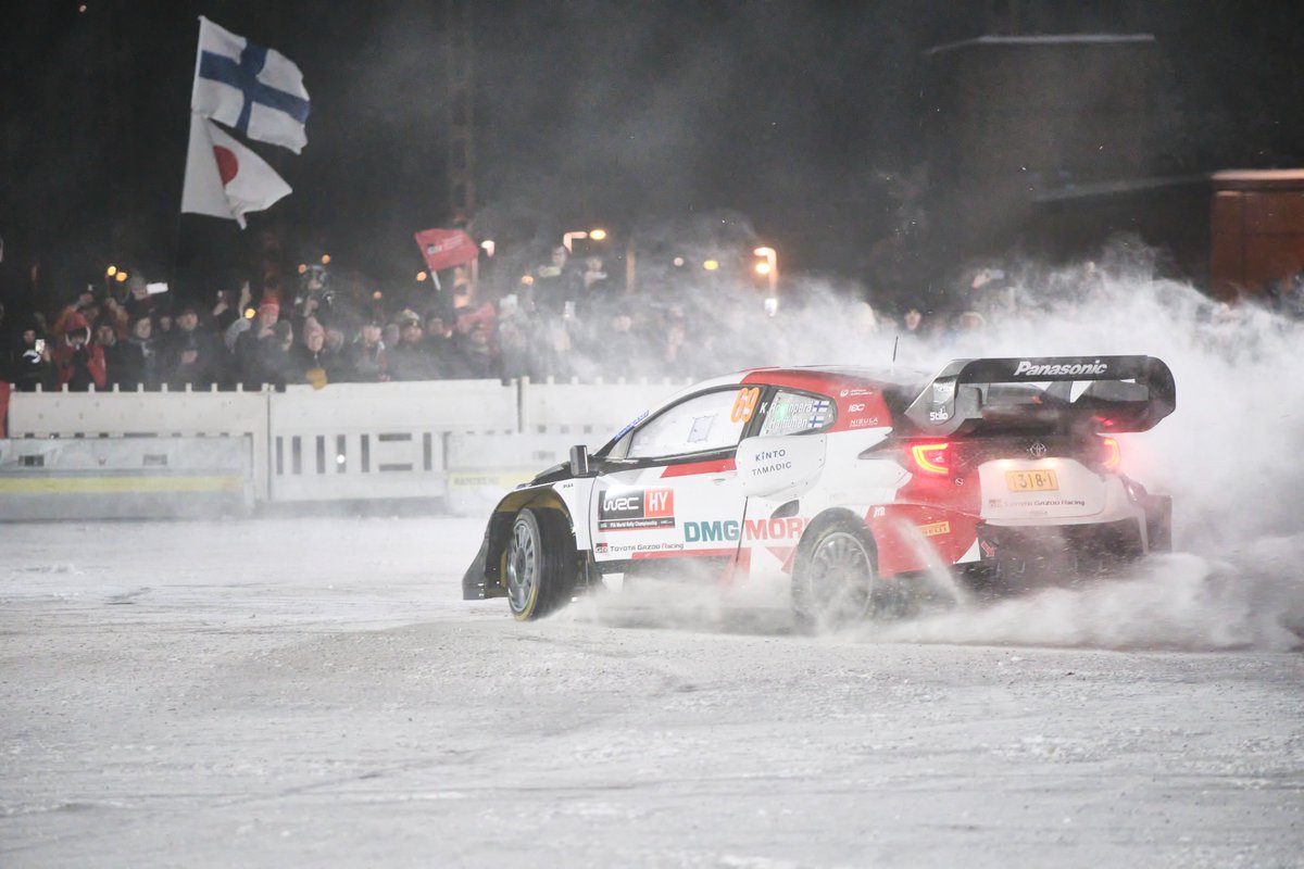 TGR_WRC's tweet photo. A night to remember in Jyväskylä as we celebrated a championship hat-trick for the city! 🤩

The live broadcast is available to watch again on our Facebook page: https://t.co/avKT57Wm8H

#ToyotaGAZOORacing #WRC #RallinMestaruusjuhla https://t.co/0UeKD63aez