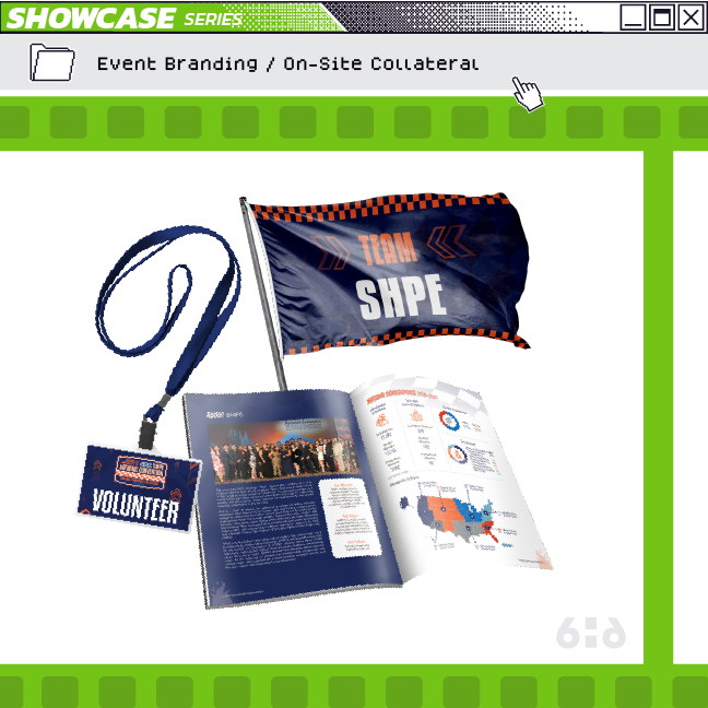 sixhalfdozen's tweet photo. Time for another #6HDShowcase, featuring #eventbranding for @SHPE, who works to foster Hispanic leadership in STEM. Our team created a multichannel event experience that included print, web, digital, and video components.

#shpe2022 #HispanicsinSTEM #creativestudio #videopromo https://t.co/hGG5RtJGpz