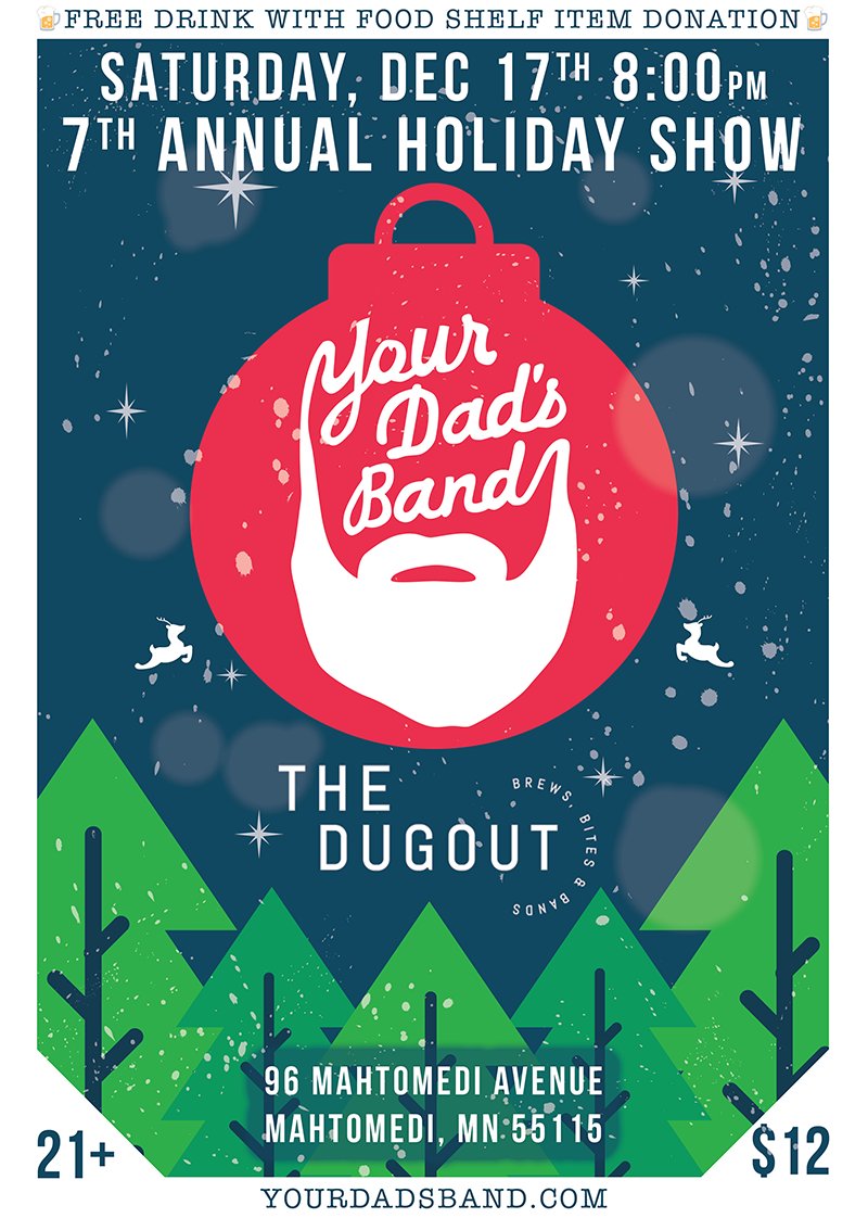 yourdadsband's tweet photo. ‘twas the day before the holiday show… See you tomorrow night at The Dugout in Mahtomedi! https://t.co/a4COlFV4Dm