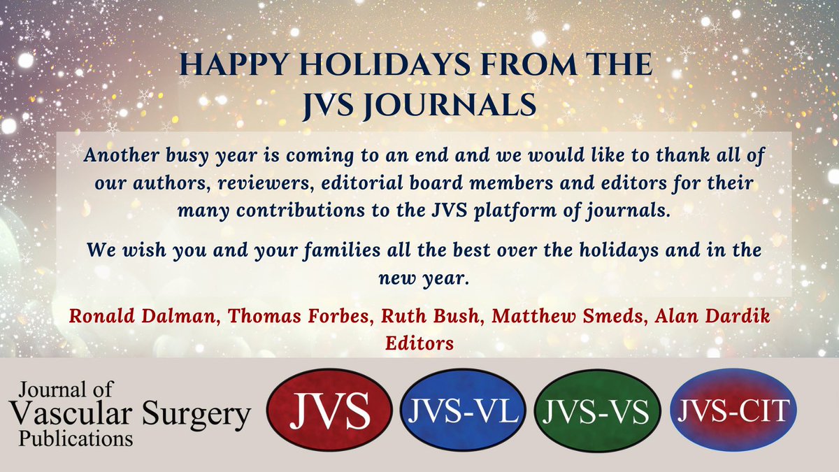 Happy Holidays from the entire JVS family! Great things to come in 2023 from @JVascSurgCIT @JVSVL @JVascSurg @JVS_VascSci