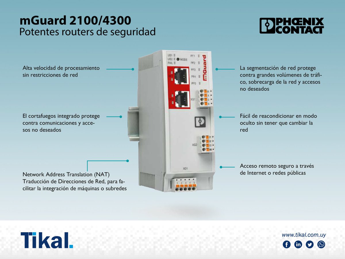 tikaluy's tweet photo. 🔐Los potentes routers de seguridad #mGuard 2100/4300 de Phoenix Contact protegen su red industrial contra el acceso no autorizado de personas o malware con funciones de seguridad integrales.
🔗 Más info: https://t.co/moIVFXT5Ov
🏷️#ciberseguridad #seguridadindustrial #routers https://t.co/AhNXNyyi4Z