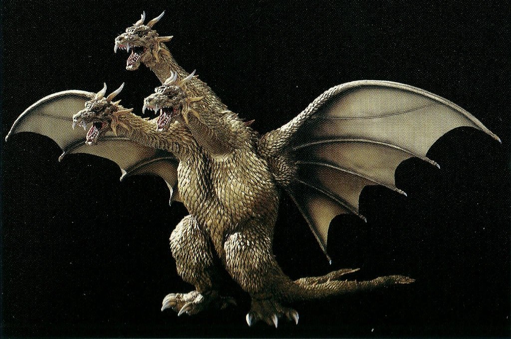 Making King Ghidorah a wing walker is probably the best thing to ever happened to the monster. When looking at the classic designs, I get a sense that he could topple over any time.