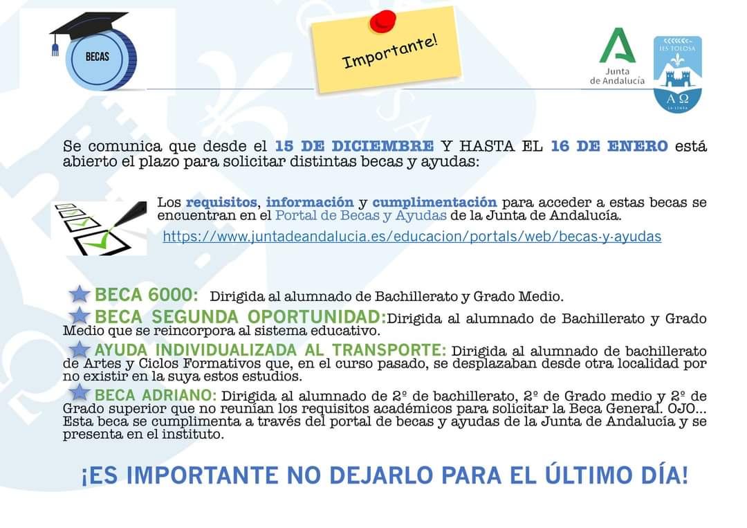 ¡Información IMPORTANTE sobre BECAS! juntadeandalucia.es/educacion/port…