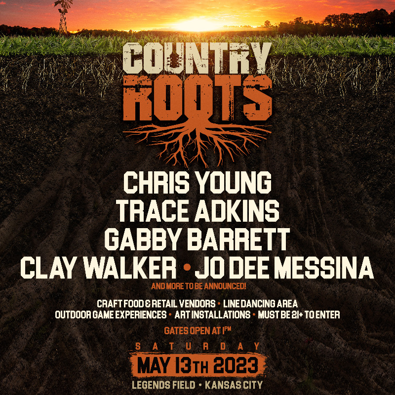 kcconcerts's tweet photo. ANNOUNCED! Country Roots Festival featuring @ChrisYoungMusic, @TraceAdkins, @GabbyBarrett_, @ClayWalker, and @jodeemessina on May 13 at @kscitymonarchs Legends Field.

Tix are on sale NOW: https://t.co/xdIRUX9PwY

#kcconcerts