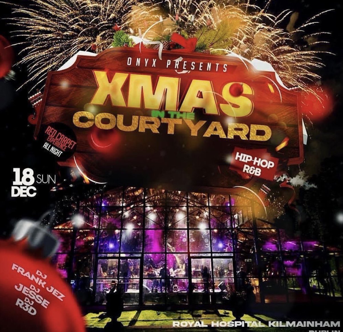 This Sunday 🎈 Hip-Hop &amp; RnB Party - Hosted by ONYX

3 of Irelands most notorious Hip-Hop &amp; RnB DJ’s to have you dancing all night - DJ Frank Jezz, Dj R3D &amp; DJ Jesse. 

#christmastime #dublin #winter