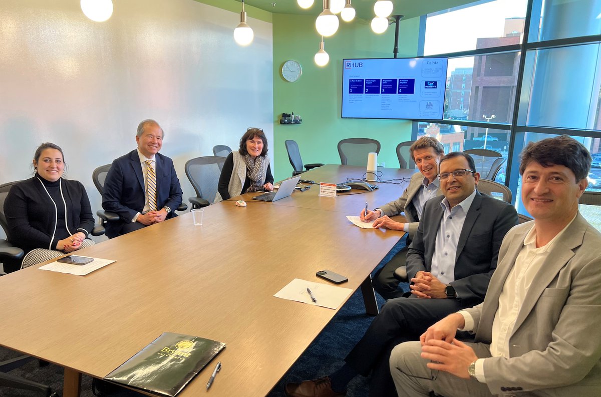 I had the opportunity to visit RIHUB with members of Bryant's leadership team to discuss a partnership allowing <a href="/BryantUniv/">Bryant University</a> entrepreneurs to incubate and develop their ideas into commercial ventures. Thank you <a href="/AnnetteTonti/">Annette Tonti</a> and <a href="/SlaterTech_Fund/">Slater Technology Fund</a> for the engaging conversation.