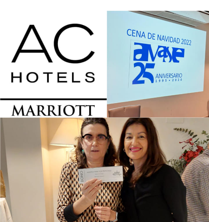 AvaseValencia's tweet photo. Nuestro Colaborador AC Hotel by Marriott Colon Valencia y sede de nuestra Asociación, no podía faltar en el sorteo de nuestra cena navideña.Cadena hotelera que ofrece todas las garantías de bienestar,ubicación en ciudad y atención personalizada.Aquí la socia recibiendo su regalo. https://t.co/oEFNxEgDca