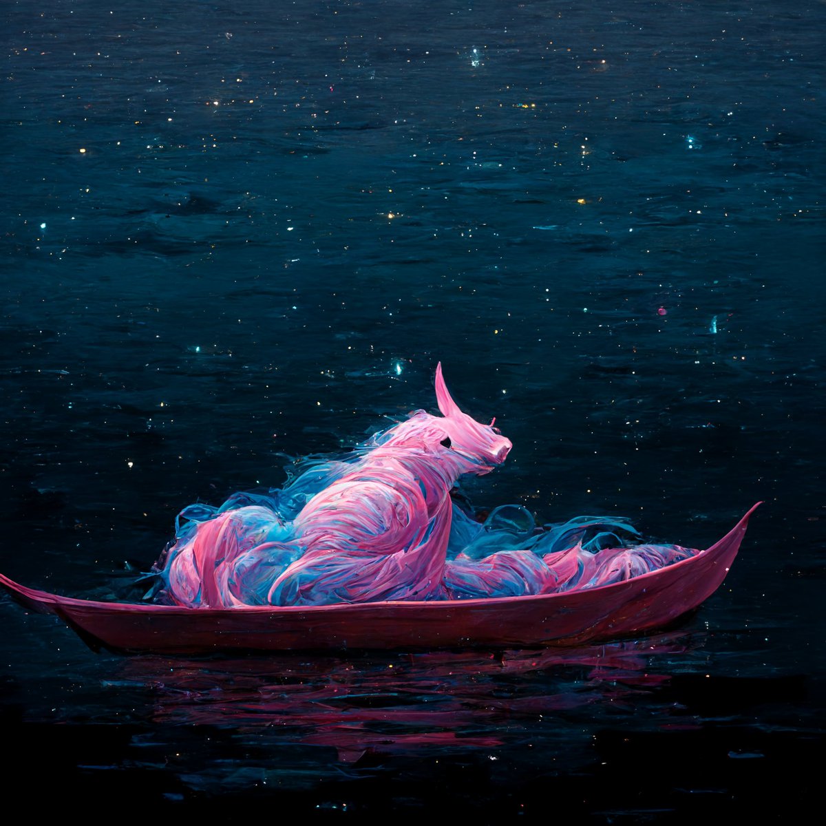 ⌐◨-◨ Canvas by Nouns.Art (@nounsart) on Twitter photo A pink and blue unicorn shimmering in the night, rowing in a rowboat during a dark storm in the middle of the ocean. <a href="/YouMakinMeCrzy/">🧱⛓🥷.eth ✳️🐧</a> 🥂 A pink and blue unicorn shimmering in the night, rowing in a rowboat during a dark storm in the middle of the ocean. <a href="/YouMakinMeCrzy/">🧱⛓🥷.eth ✳️🐧</a> 🥂