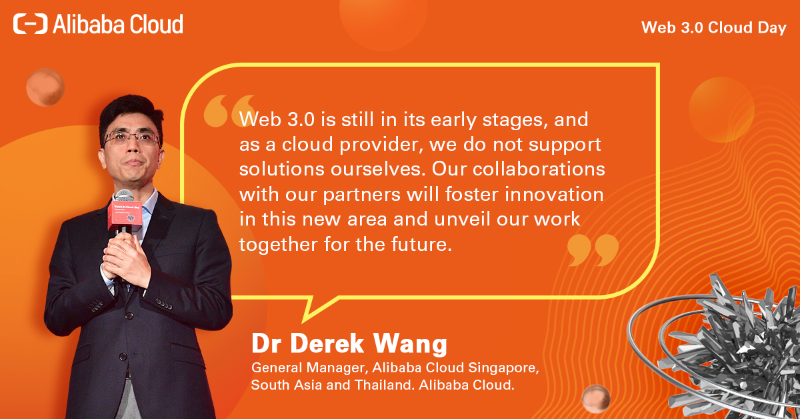 alibaba_cloud's tweet photo. Dr. Derek Wang and Raymond Xiao kicked off the 2022 Web 3.0 Cloud Day Singapore on 15 Dec. Discover #YourGatewaytotheFuture with #AlibabaCloud and what the next generation of the Internet means for everyone: