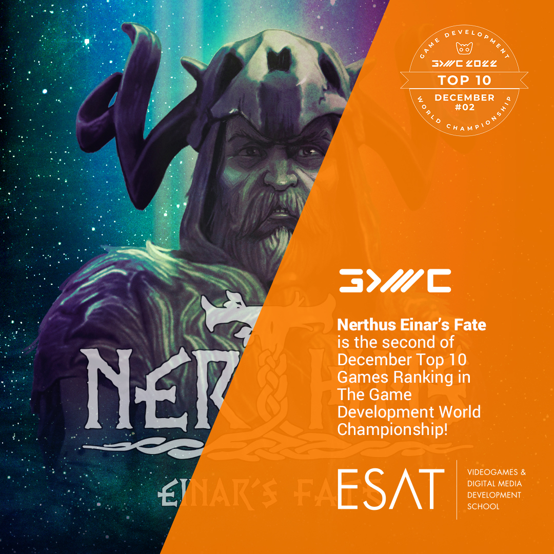 🔥Seguimos en los #TOP10 de Dic 2022 GDWC
Éxito y reconocimiento un mes más a nivel mundial, en <a href="/TheGDWC/">Game Development World Championship</a>  con nuestros alumnos de <a href="/ESAT_Valencia/">ESAT</a>
  y sus #videojuegos
2ª posición de diciembre para Nerthus: Einar's fate
<a href="/TomatoRangers_/">Nerthus: Einar's fate</a>
 🔝🥇
estudiarvideojuegos.com