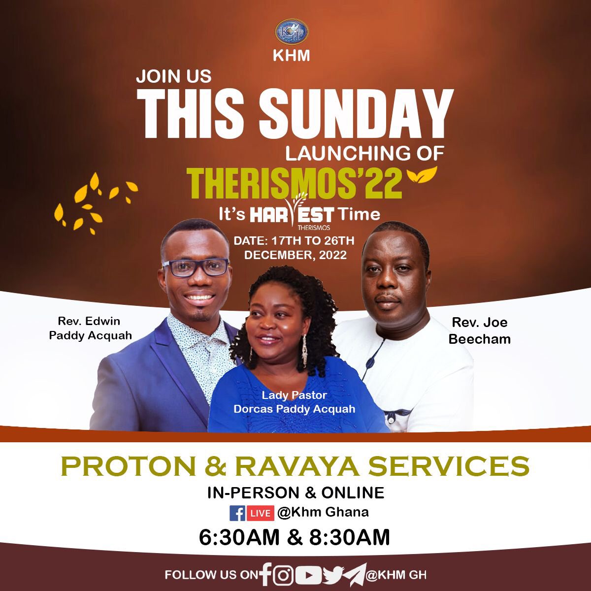 Khm_gh's tweet photo. THERISMOS 2022 is finally here. 

Join us this Sunday, for the launching of THERISMOS 2022. This coming week is going to be an awesome one.  You don’t want to miss out.

#khmonline #Therismos2022 
#harvesttime #Takoradi 
#Thriving #PasCharis https://t.co/TEkODX0FBB