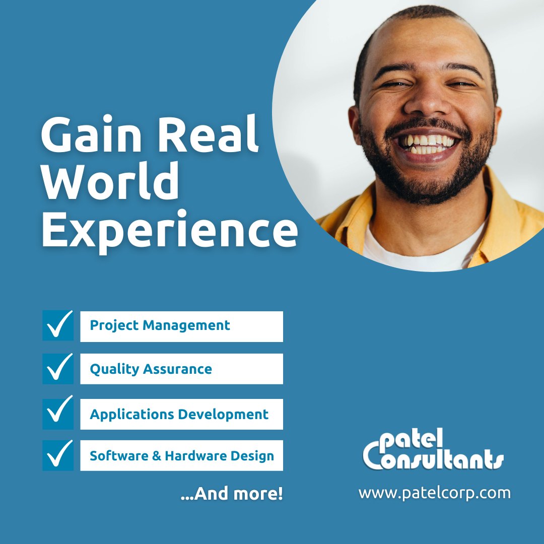 PatelCorp's tweet image. Gain real-world experience with us! 😊
Along with our other staffing services, we also provide employees with necessary experience needed to enter the job field.
Learn more at nsl.ink/8uFM today!
#PatelConsultants #ContractStaffing #ComputerSystemsValidation