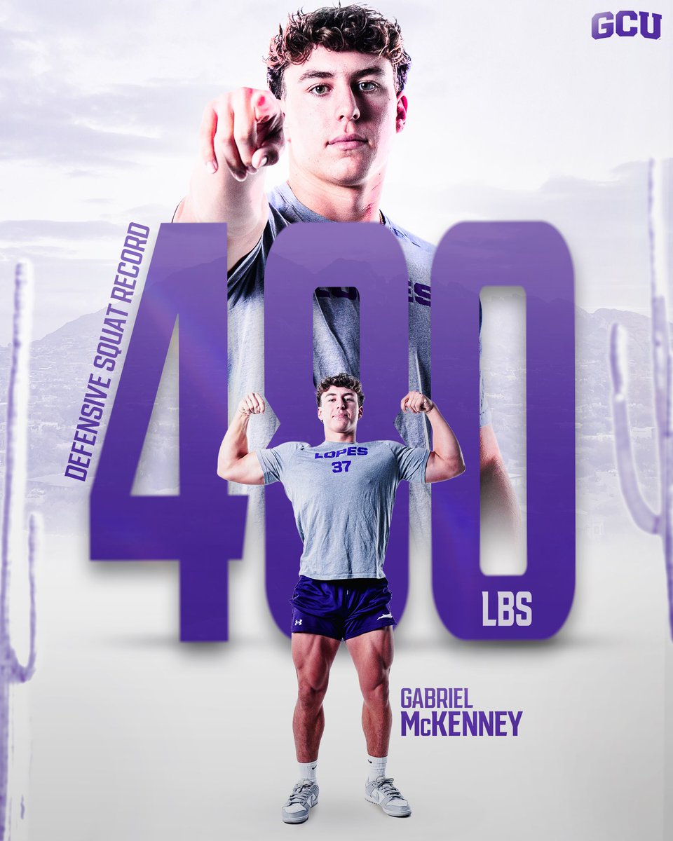 GCUlacrosse's tweet photo. The rookie out here setting π₯πππ’π₯ππ¦!
Freshman Gabriel McKenney sets the program defensive squat record at 480 lbs!
#LopesUp // #GCUBuilt https://t.co/qh7EDNADFq