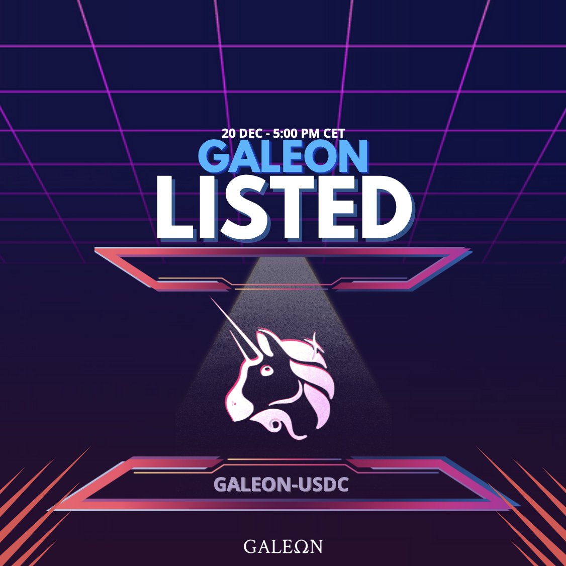 Galeon (@galeoncare) on Twitter photo It's official! 📣
Galeon will be listed on the Uniswap platform on December 20 (5PM CET)! 🎉
An opportunity to make the Galeon community bigger! 💪
So, see you on Tuesday the tribe! 🫡
#galeon #uniswap #crypto #listing #usdc #blockchain It's official! 📣
Galeon will be listed on the Uniswap platform on December 20 (5PM CET)! 🎉
An opportunity to make the Galeon community bigger! 💪
So, see you on Tuesday the tribe! 🫡
#galeon #uniswap #crypto #listing #usdc #blockchain