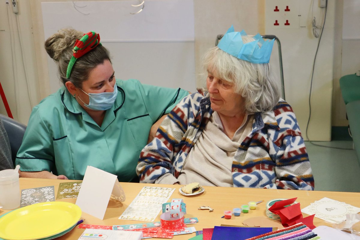 WestSuffolkNHS's tweet photo. 🎄 Joy to the Ward! 🎄

For the first time since Covid, Ward G8 held their Christmas party, with plenty of carol singing, festive crafts and even a game of bingo! 

A big thank you to the ward staff for spreading some much-needed Christmas cheer to their patients 💙 https://t.co/N48aGw576v