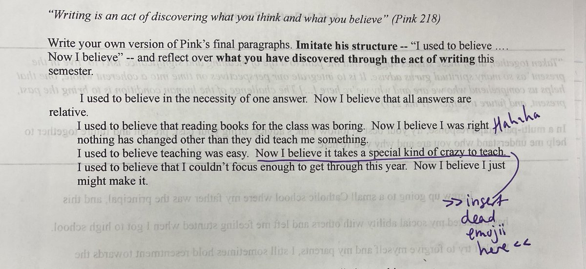 kvilleg_KPHS's tweet photo. Best final exam short answer response to date: “It takes a special kind of crazy to teach.” ⁦@MrsStory_kphs⁩ ⁦@HumbleISD_KPHS⁩ https://t.co/Pq0UUdbNCe
