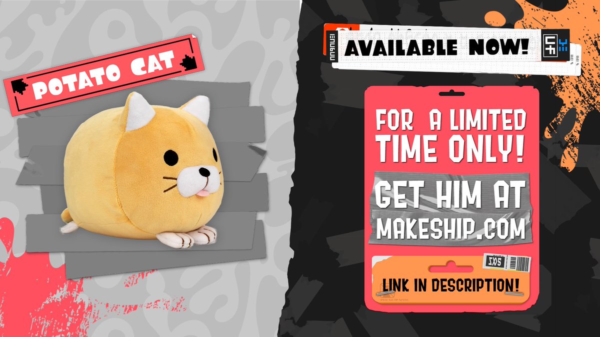 BlessedPtatoCat's tweet photo. meow (the potato cat plushie is now officially available for purchase)

meow (for the next 21 days)

meow (you can get me here: https://t.co/I2e0MXkPKP)

meow (be quick before they’re all gone, you have 3 weeks until the campaign ends)

meow https://t.co/s8A9ZbgDxD