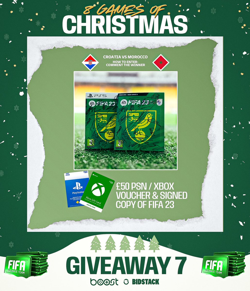 1J Esports (@1jesports) on Twitter photo ๐จ 3rd Place Playoff Giveaway!
๐ญ๐ท ๐ ๐ฒ๐ฆ
๐ข ยฃ50 PSN or Xbox Credit + Signed <a href="/NorwichCityFC/">Norwich City FC</a> FIFA 23 Copy
To enter:
โช๏ธ โฅ๏ธ + ๐
โช๏ธ Comment the winner
โช๏ธ Follow <a href="/1JEsports/">1J Esports</a> & @NatePTK
*One winner with the correct prediction to be selected at random.
#fifa23 #WorldCup ๐จ 3rd Place Playoff Giveaway!
๐ญ๐ท ๐ ๐ฒ๐ฆ
๐ข ยฃ50 PSN or Xbox Credit + Signed <a href="/NorwichCityFC/">Norwich City FC</a> FIFA 23 Copy
To enter:
โช๏ธ โฅ๏ธ + ๐
โช๏ธ Comment the winner
โช๏ธ Follow <a href="/1JEsports/">1J Esports</a> & @NatePTK
*One winner with the correct prediction to be selected at random.
#fifa23 #WorldCup