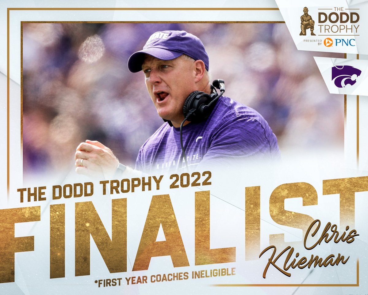 Fan Voting is now open for the 2022 #DoddTrophy! RT to cast your vote for Chris Klieman as the Dodd Trophy Coach of the Year 🏆 @KStateFB | #KStateFB Presented by @PNCBank