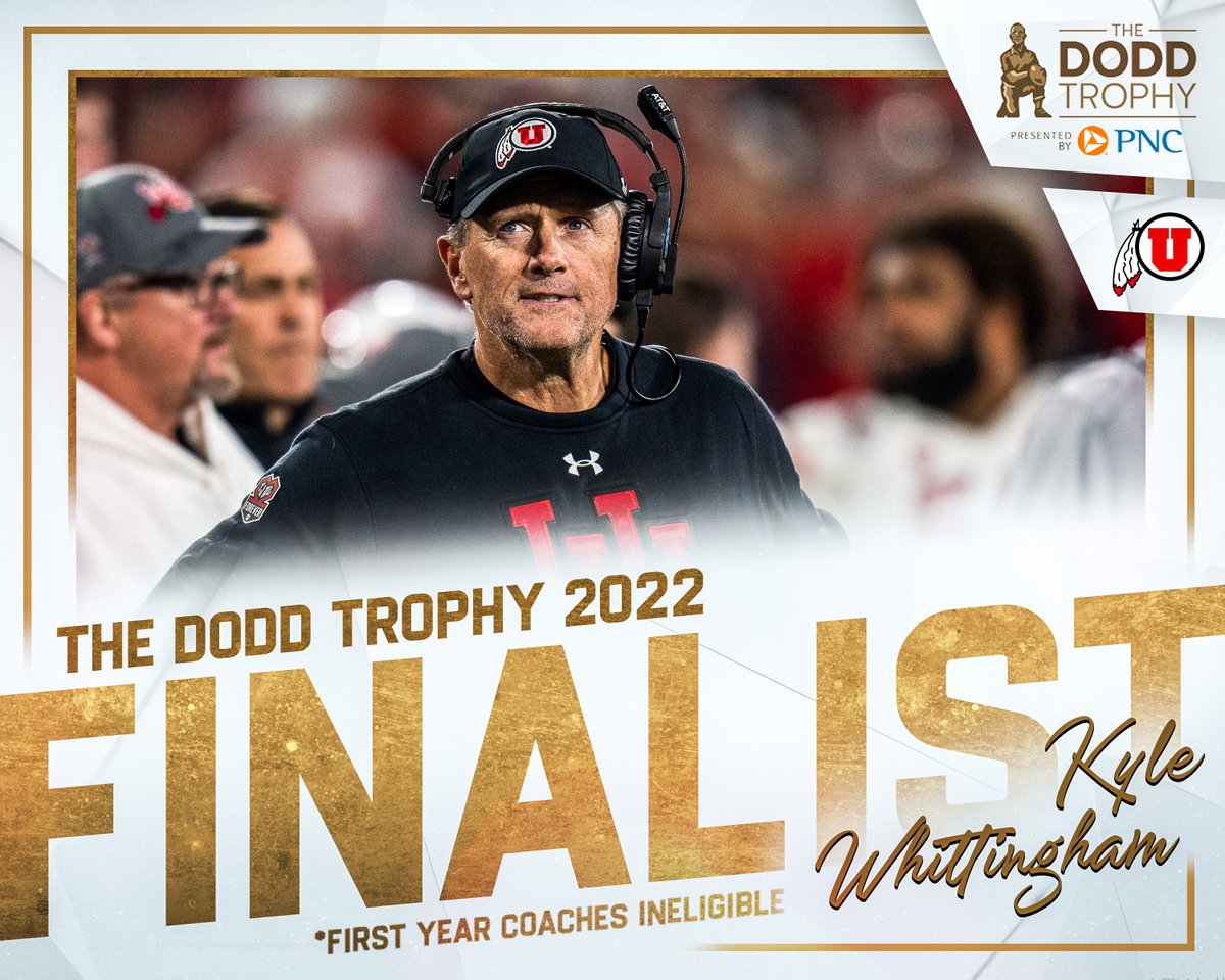 Fan Voting is now open for the 2022 #DoddTrophy! RT to cast your vote for Kyle Whittingham as the Dodd Trophy Coach of the Year 🏆

@Utah_Football | #GoUtes
Presented by @PNCBank